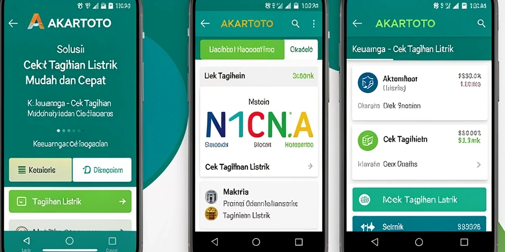 Tampilan antarmuka aplikasi Cek Tagihan Listrik AKARTOTO.