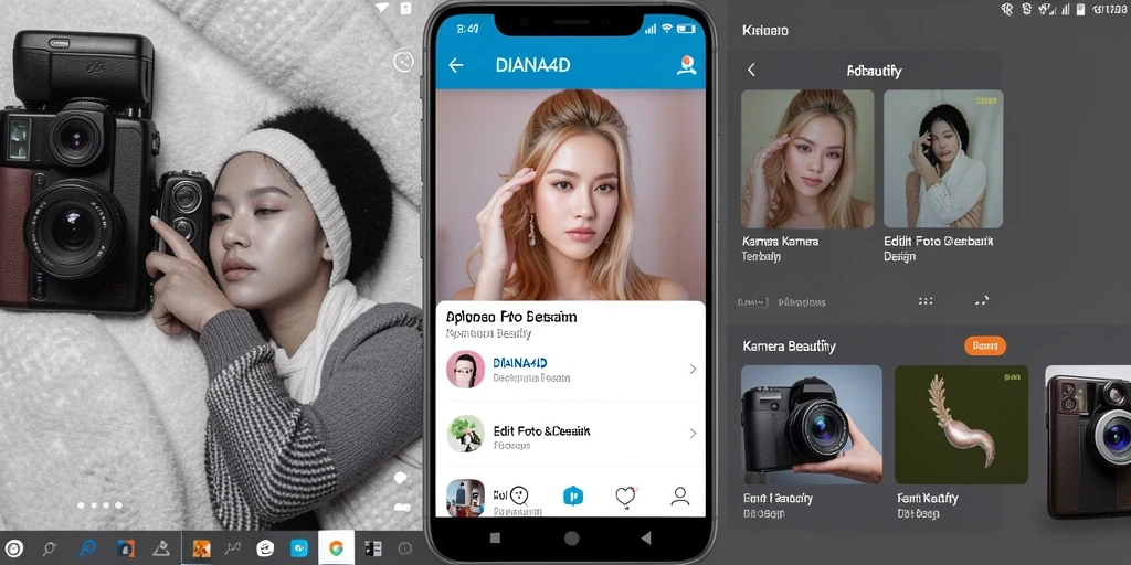Screenshot antarmuka aplikasi DIANA4D yang menampilkan fitur Kamera Beautify.