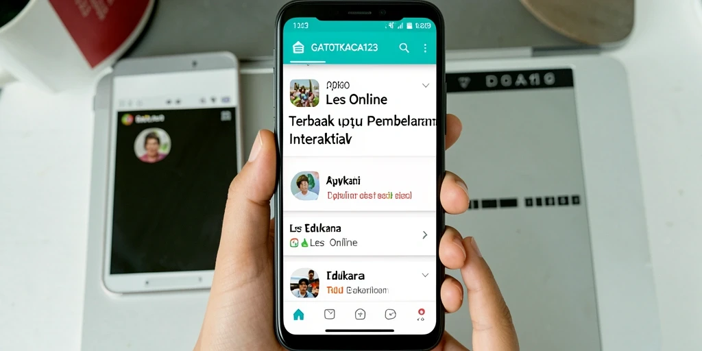 Antarmuka GATOTKACA123 dengan fungsi Les Online yang interaktif.