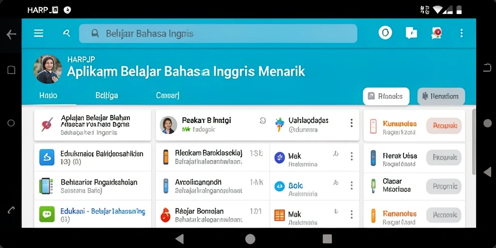 Antarmuka aplikasi HARAPJP yang ramah pengguna untuk belajar bahasa Inggris.