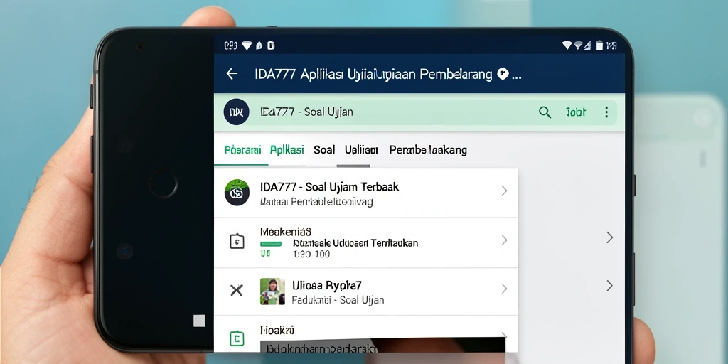 Tampilan antarmuka IDA777 yang intuitif untuk belajar Soal Ujian.