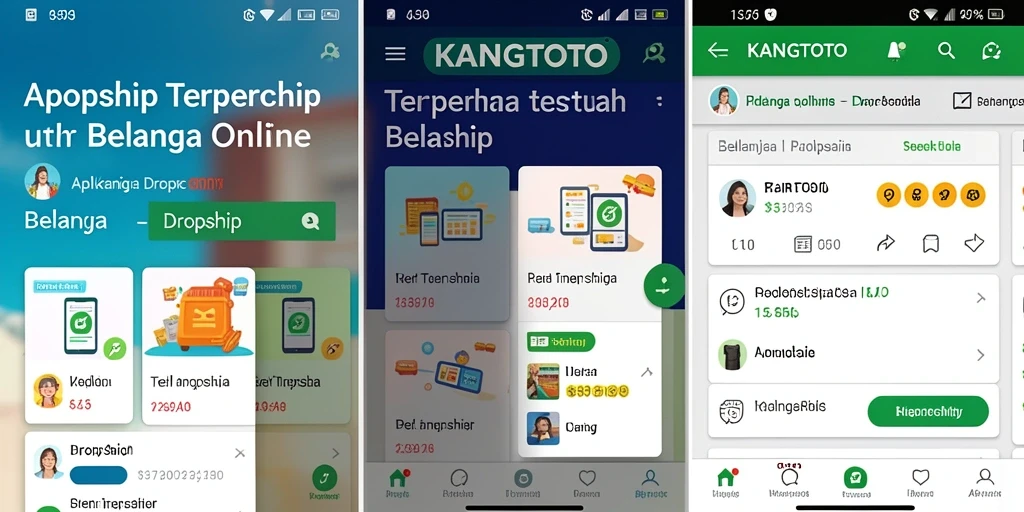 Tampilan antarmuka aplikasi KANGTOTO yang memudahkan pengguna untuk berbelanja.