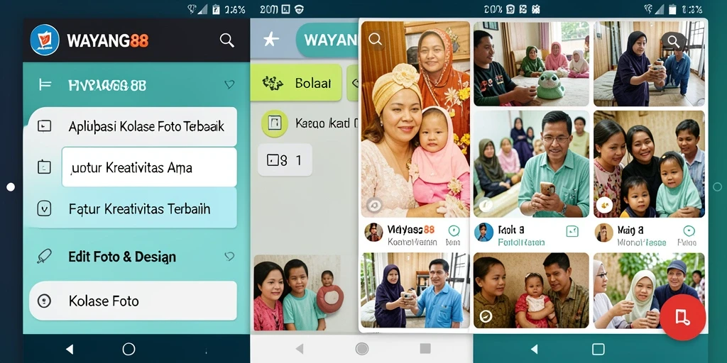 Tampilan antarmuka pengguna WAYANG88 yang menarik untuk Kolase Foto.